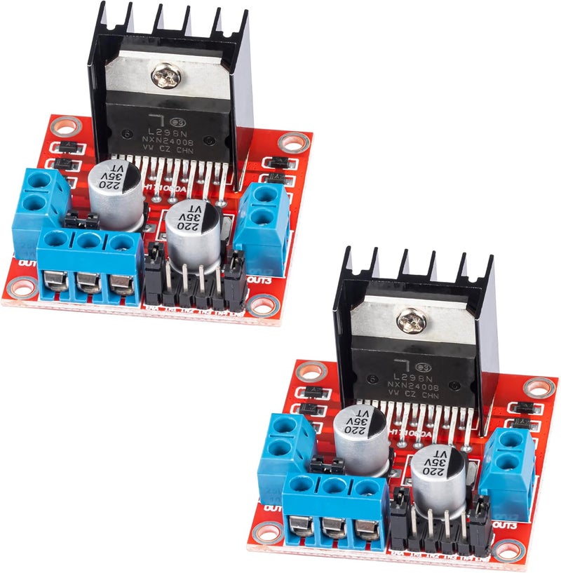 JTAREA وحدة تحكم محرك خطوة L298N H Bridge - محركات DC - جسر H مزدوج لسيارة ذكية Arduino Power UNO MEGA R3 Mega2560 (عبوة من 2 قطعة) - Image 1